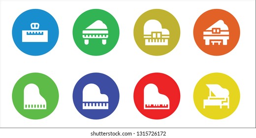 octave icon set. 8 filled octave icons.  Collection Of - Piano