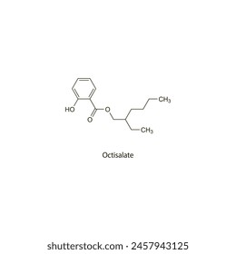 Octisalate flat skeletal molecular structure used as Sunscreen. Vector illustration scientific diagram.