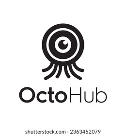 Octo hub logo design vector , lens octopus