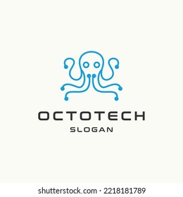 Octo tech logo icon flat design template 