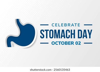 October 02 is celebrate of stomach Awareness Day  poster vector illustration. blue on element and text, stomach icon. dot circle pattern in white. Template for background, banner, card. Important day