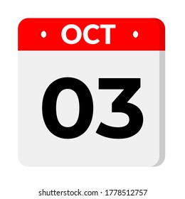 october 03 - flat calendar icon