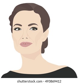 OCTOBER 05, 2016: A vector illustration of a portrait of American actress, filmmaker, and humanitarian Angelina Jolie Pitt.