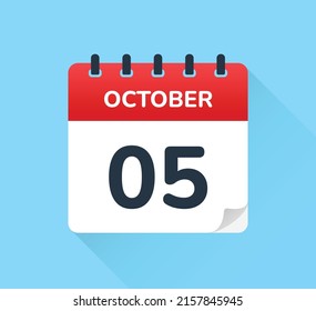October 05 - Daily calendar icon in template design.
