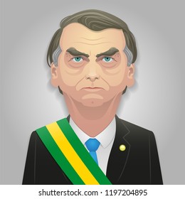 October 07, 2018 - Jair Bolsonaro Caricature, Possibly The Next President Of Brazil