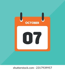 october 07 vector icon calendar Date, day and month Vector illustration, colorful background.
