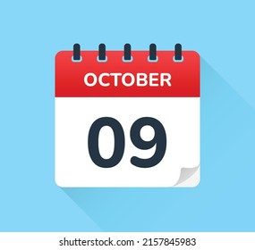 October 09 - Calendar icon - Vector illustration