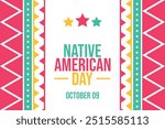 October 09 is observed as Native American Day. Native American Day background, banner, wallpaper, poster, cards. Vector EPS 10.