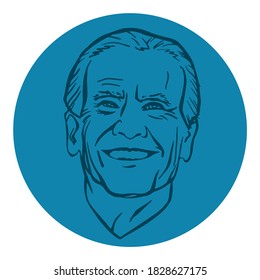October, 1 2020: A vector illustration showing Blue point of Democrat presidential candidate Joe Biden in hand draw style