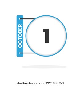October 1 calendar icon. Date,  Month calendar icon vector illustration