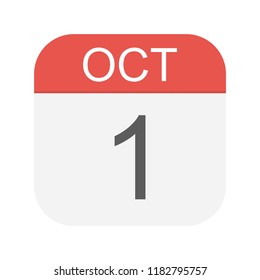 October 1 - Calendar Icon - Vector Illustration