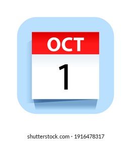 October 1. Calendar Icon. Vector Illustration.