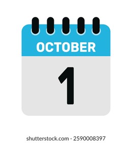 october 1 calendar icon Vector page month design