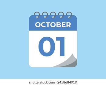 October  1 calendar reminder. 1 October  daily calendar icon template. Calendar 1 October  icon Design template. Vector illustration
