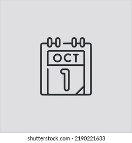 october 1 icon vector icon.Editable stroke.linear style sign for use web design and mobile apps,logo.Symbol illustration.Pixel vector graphics - Vector