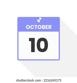 October 10 calendar icon. Date,  Month calendar icon vector illustration