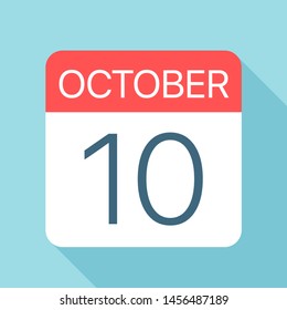 October 10 - Calendar Icon - Vector Illustration