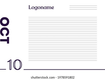 october 10 Calendar on notebook paper background with your logo