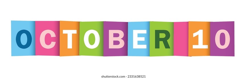 OCTOBER 10 colorful vector typography banner