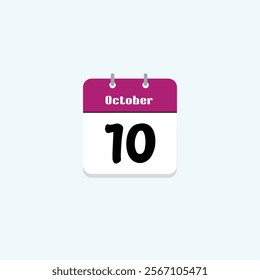October 10th: Calendar Date Icon