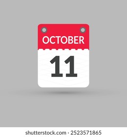 October 11 calendar Date, Month icon vector illustrator