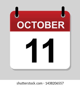 October 11 ,  calendar icon vector illustration 
