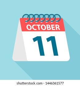 October 11 - Calendar Icon - Vector Illustration