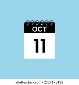 Recordatorio del calendario del 11 de octubre. 11 de octubre Fecha Mes Calendario icono de diseño Plantilla