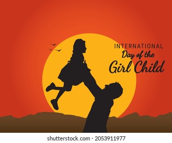 October 11- International day of the girl child. International children's day greeting card. Vector illustration daughter, girl. - Shutterstock ID 2053911977