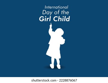 11 de octubre - Día Internacional de la Niña. Cartel de bienvenida o afiche del Día Internacional de los Niños. Niña de ilustración vectorial, niña.