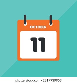 october 11 vector icon calendar Date, day and month Vector illustration, colorful background.
