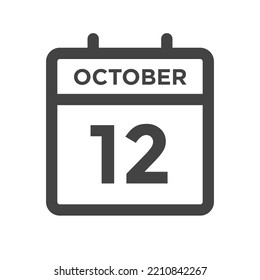 October 12 Calendar Day or Calender Date for Deadline or Appointment