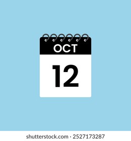 Recordatorio del calendario del 12 de octubre. 12 de octubre Fecha Mes Calendario icono de diseño Plantilla