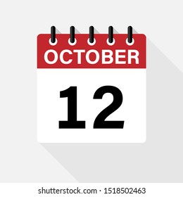 October 12 calendar vector icon