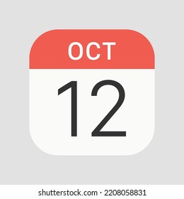 October 12 icon isolated on background. Calendar symbol modern, simple, vector, icon for website design, mobile app, ui. Vector Illustration