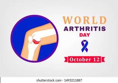 October 12 world arthritis day. Horizontal poster. Osteoarthritis template medical design. Bones injury. Rheumatism concept. Broken bone design. Editable vector illustration on light background