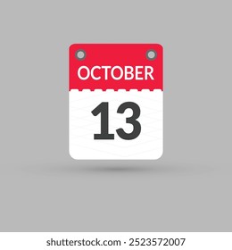 October 13 calendar Date, Month icon vector illustrator