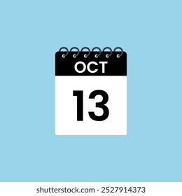 Recordatorio del calendario del 13 de octubre. 13 de octubre Fecha Mes Calendario icono de diseño Plantilla