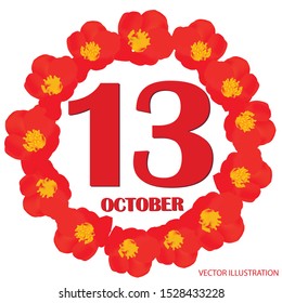 October 13 icon. For planning important day. Banner for holidays and special days. Vector Illustration.