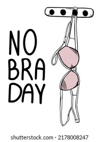 October 13. Line art. World no bra day. Vector illustration. 