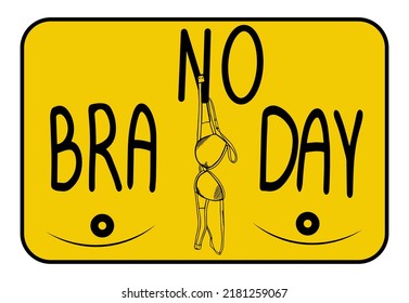 October 13. Line art. World no bra day. Vector illustration. 