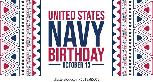 Oktober 13 wird als United States Navy Birthday beobachtet. United States Navy Geburtstag Hintergrund, Banner, Tapete, Poster, Karten. Vektor-EPS 10.