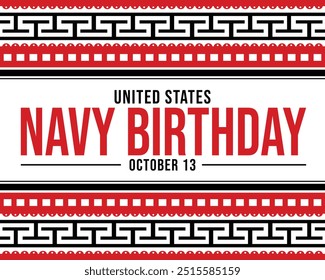 Oktober 13 wird als United States Navy Birthday beobachtet. United States Navy Geburtstag Hintergrund, Banner, Tapete, Poster, Karten. Vektor-EPS 10.