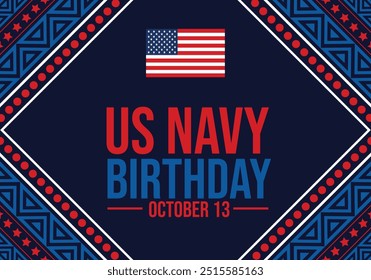 Oktober 13 wird als United States Navy Birthday beobachtet. United States Navy Geburtstag Hintergrund, Banner, Tapete, Poster, Karten. Vektor-EPS 10.