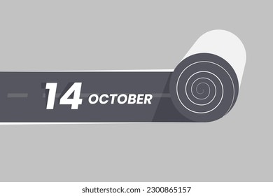 October 14 calendar icon rolling inside the road. 14 October Date Month icon vector illustrator.