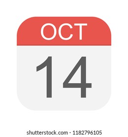 October 14 - Calendar Icon - Vector Illustration