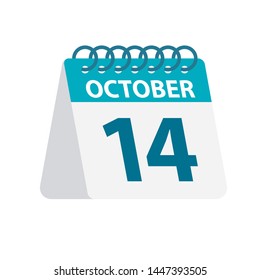 October 14 - Calendar Icon - Vector Illustration