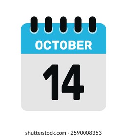 october 14 calendar icon Vector page month design