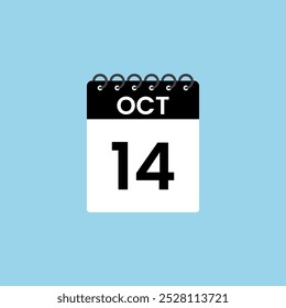 Recordatorio del calendario del 14 de octubre. 14 de octubre Fecha Mes Calendario icono de diseño Plantilla