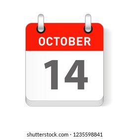 October 14 date visible on a page a day organizer calendar